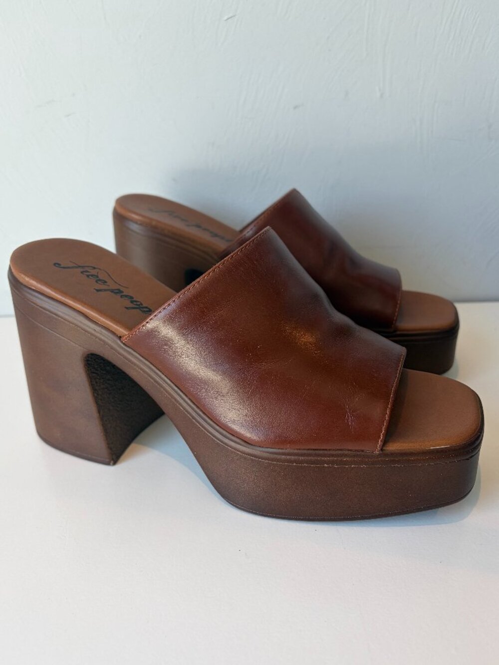 Free People Zoe Platform Heel Brown Size 9.5